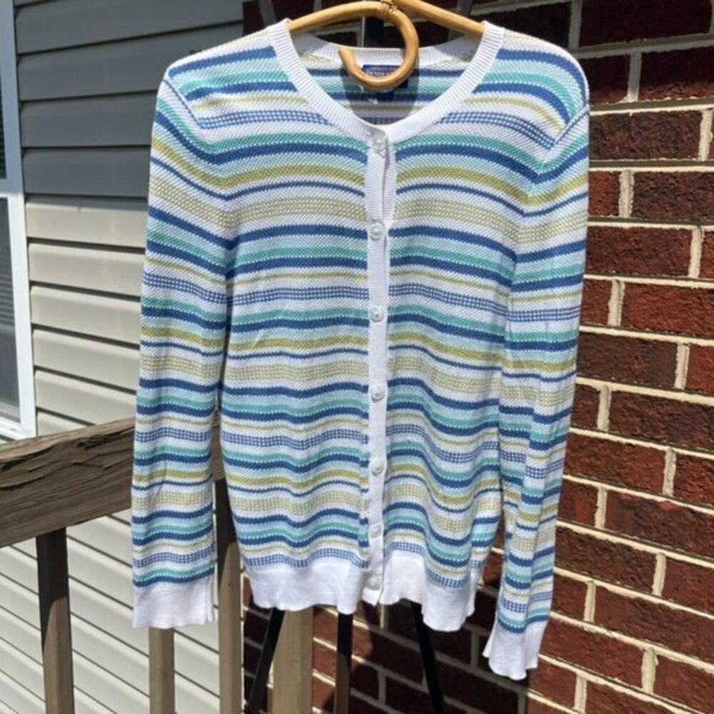 Pendleton Striped Button Down Sweater Women's Lar… - image 1
